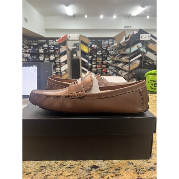 Coach C Coin Signature Drivers Men's 12D Saddle Tan Brown Leather Loafers C8897 - Picture 5 of 7